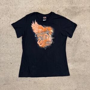 Vintage Harley Davidson Orlando Bike‎ Week Flowers Wings T Shirt Size 1X Women’s